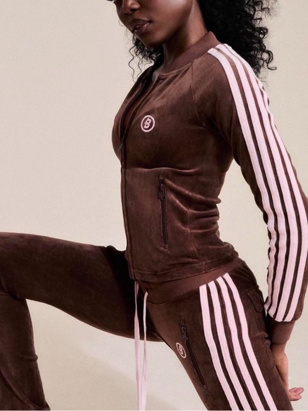 BBRT BROWN AND PINK VELOUR SET